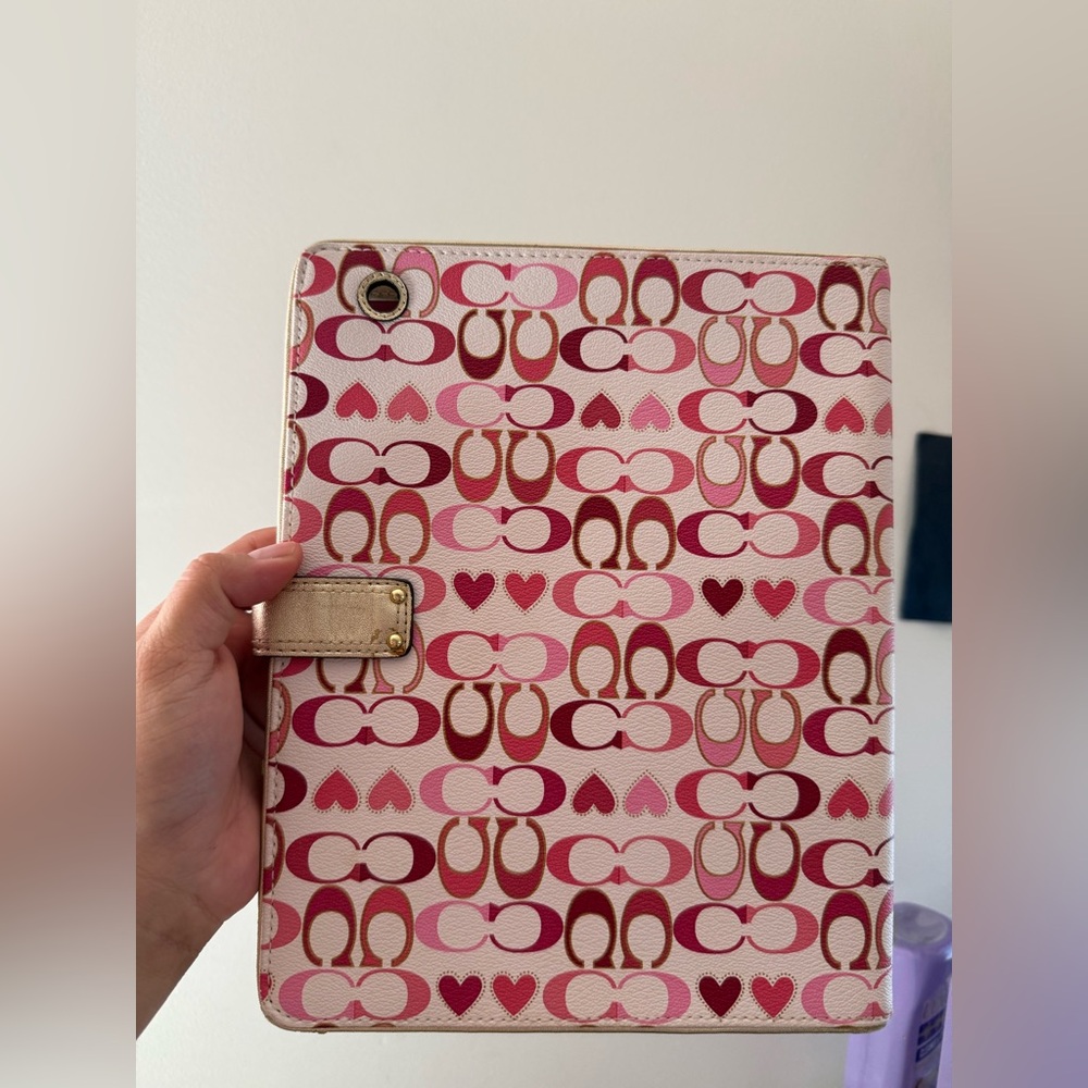 Coach Pink Patterned Tablet/Notebook Cover with Heart Motif - Picture 2 of 9